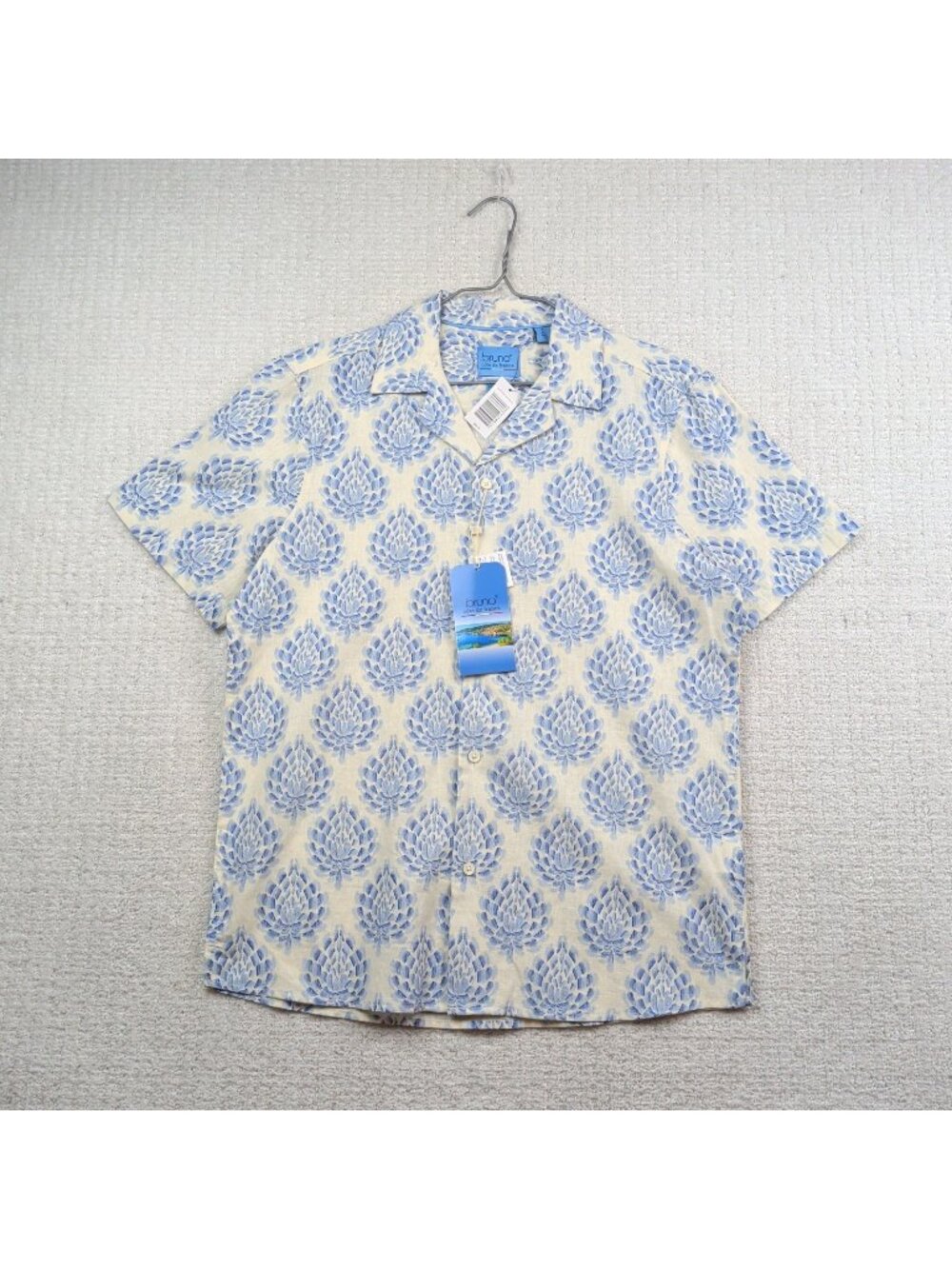 NWT Bruno France Linen Button Up Shirt Men S Floral Tropical Resort Summer